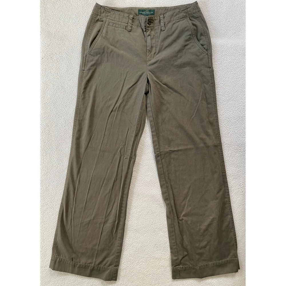Lauren Ralph Lauren Womens 8 Biltmore Chino Pants Olive Green Cotton Wide Leg